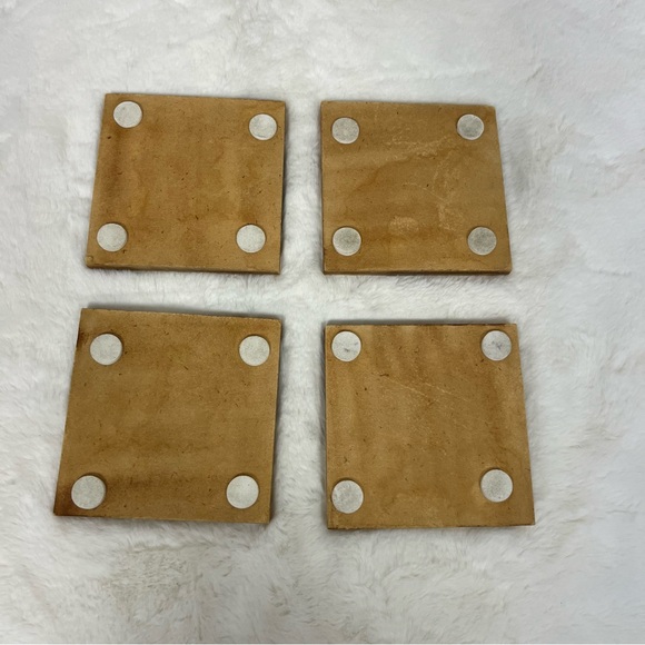 WEST ELM CORDAI SQUARE RESIN COASTERS SET OF 4 IN BROWN - Picture 12 of 12